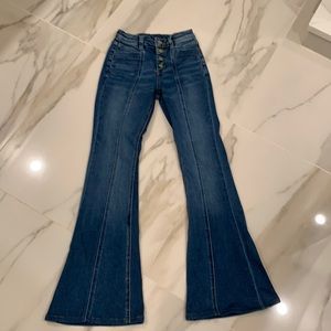 Fly monkey button down fly flare jeans